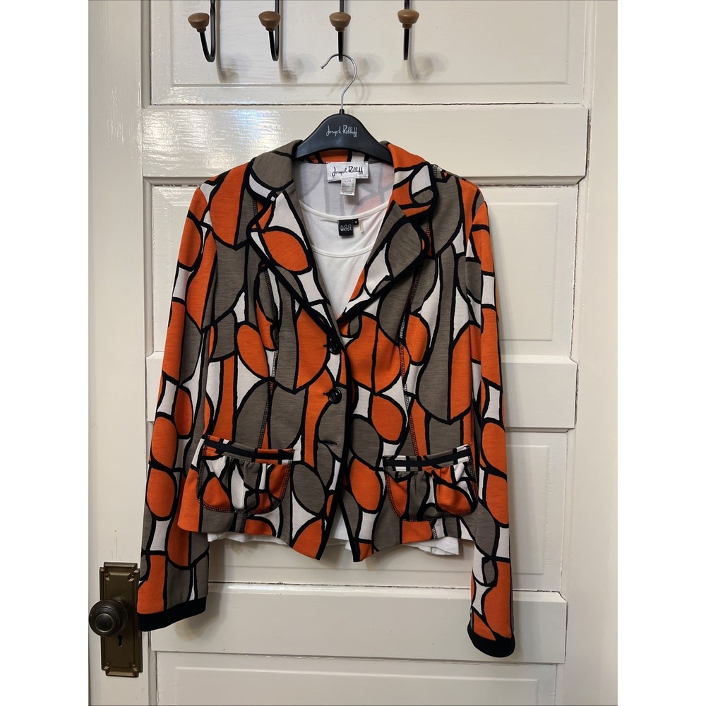 Joseph Ribkoff  Jacket  Collared Mod Stained Glass Women's 10
